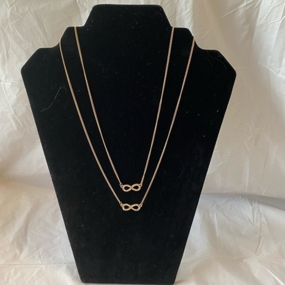 To Infinity Two Layer Necklace Gold Tone - Picture 7 of 10